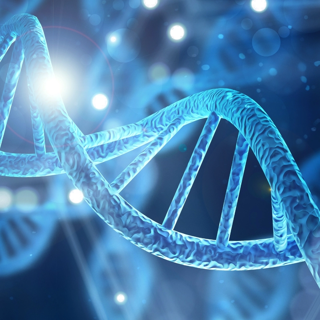 AI brain mesh connected to a DNA strand